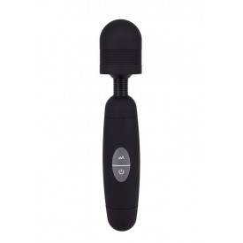 Черный жезловый вибратор POWER TIP MASSAGE WAND - 24 см.